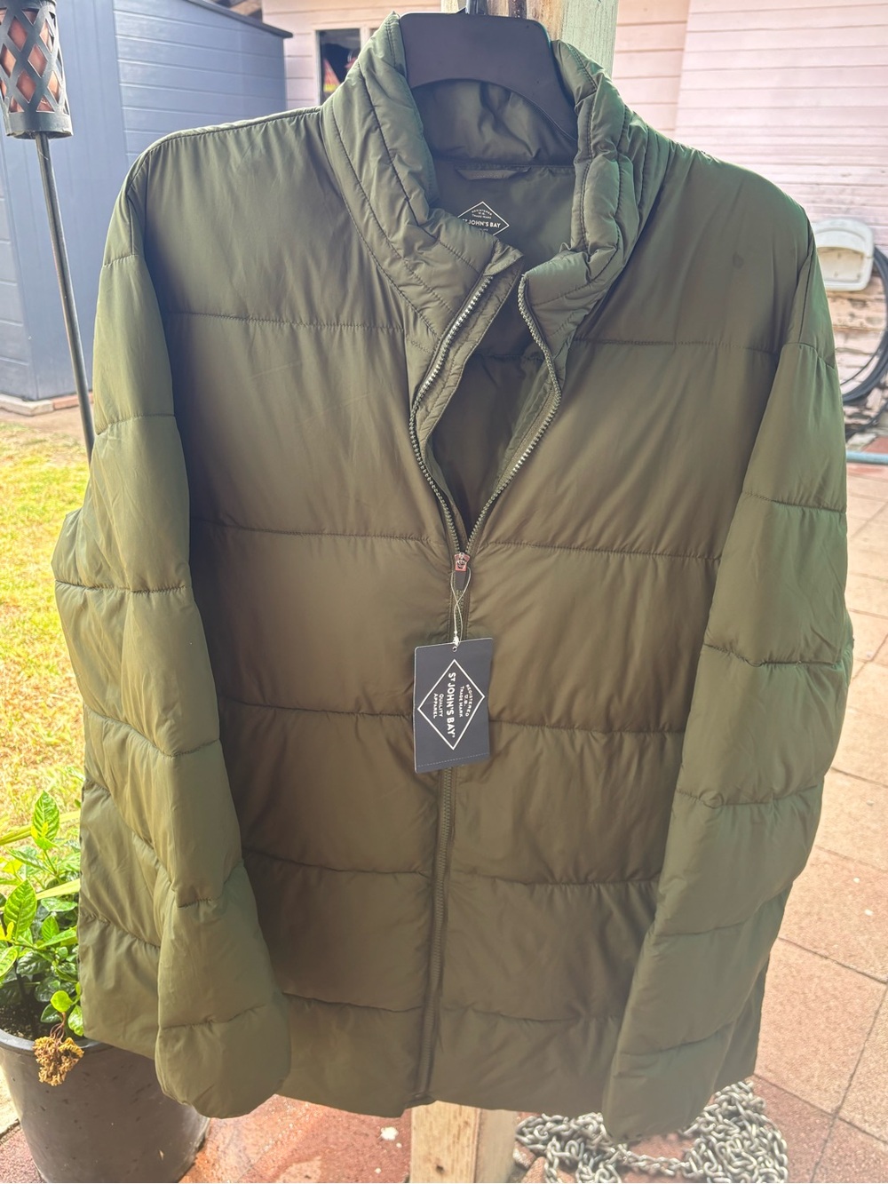 St. John's Bay Olive Green Quilted Puffer Jacket - Men
